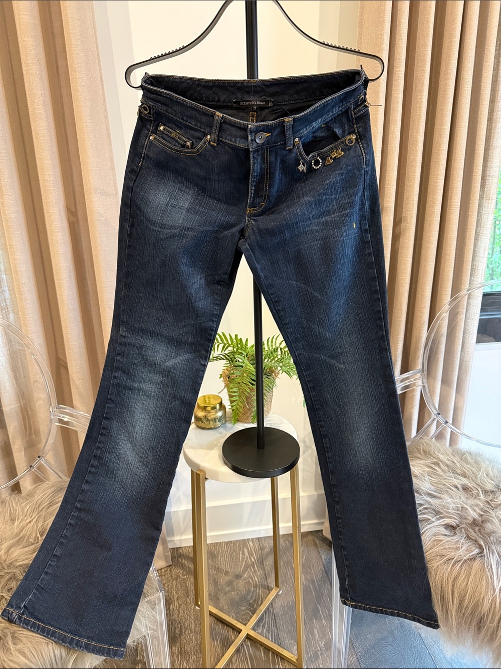 Ermanno Scervino Dark Indigo Jeans with Gold Stitching